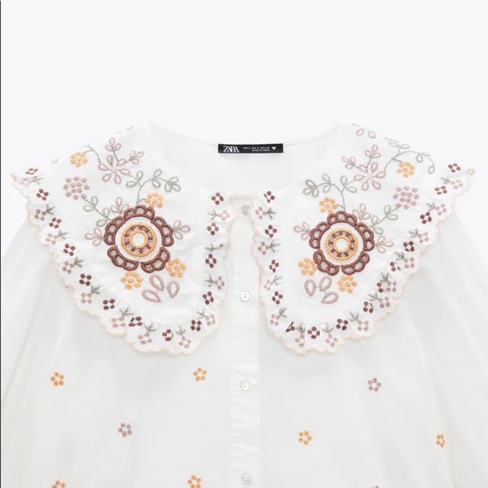 Zara embroidered poplin top - Picture 8 of 9
